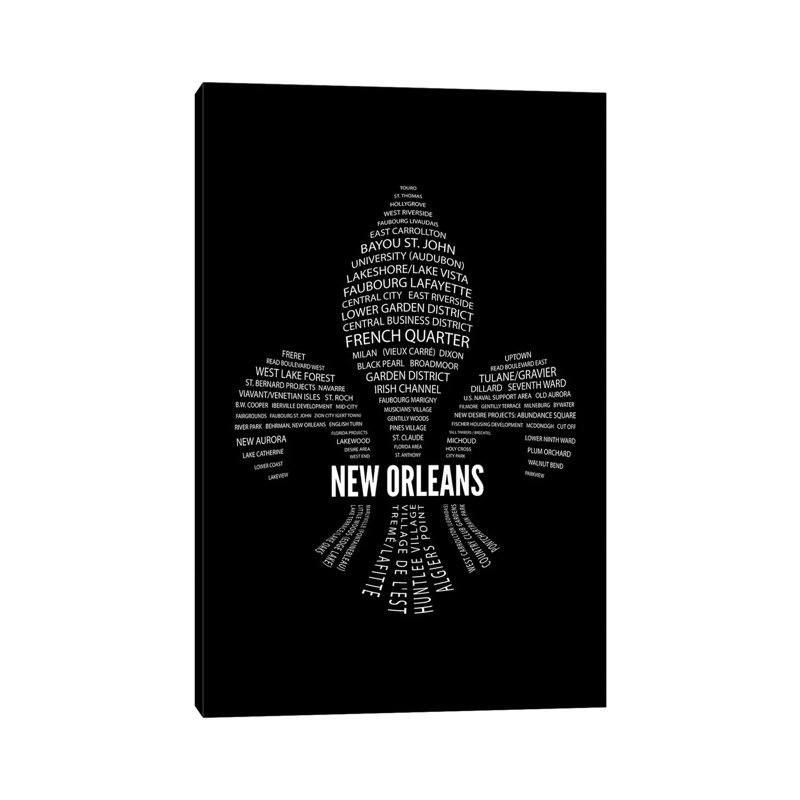 New Orleans Fleur-De-Lis Neighborhoods by Benton Park Prints - Print on Canvas, 30.48 cm H x 45.72 cm W, Wrapped Canvas