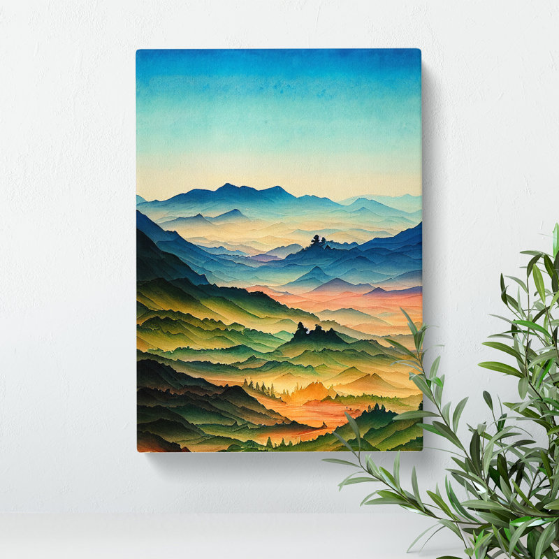 Mountain Landscape Painting No.4 - Wrapped Canvas, 50cm H x 35cm W x 3cm D