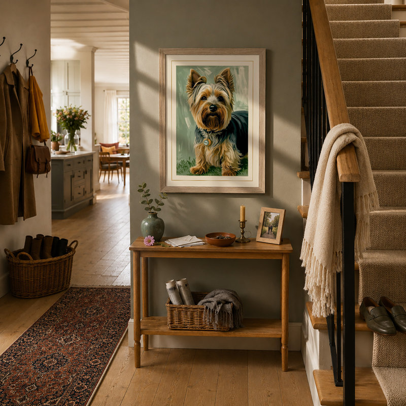 Gentle Terrier Boho - Framed Print, A3 - 42.0 x 29.7 cm, Oak
