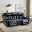 Ensemble de 3 fauteuils de cinéma maison inclinables électriques en similicuir avec appuie-tête réglables, éclairage DEL, tablette rabattable, porte-gobelets dissimulés et chargeur sans fil-888090927-888090923