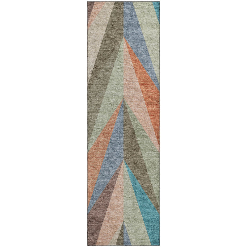 Premium Machine Washable Mayfield AMF2265 Geometric Rug, 2'6" x 3'10", Sage