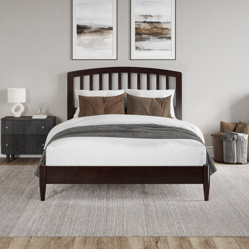 Lit plateforme en bois massif Audriel, Espresso, Double