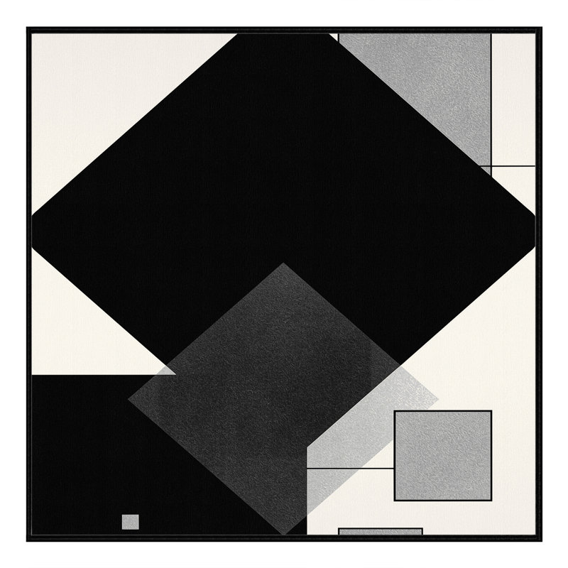 Tapis géométrique moderne et contemporain lavable à la machine gris Bensonhurst - Reliure noire, 8 x 10
