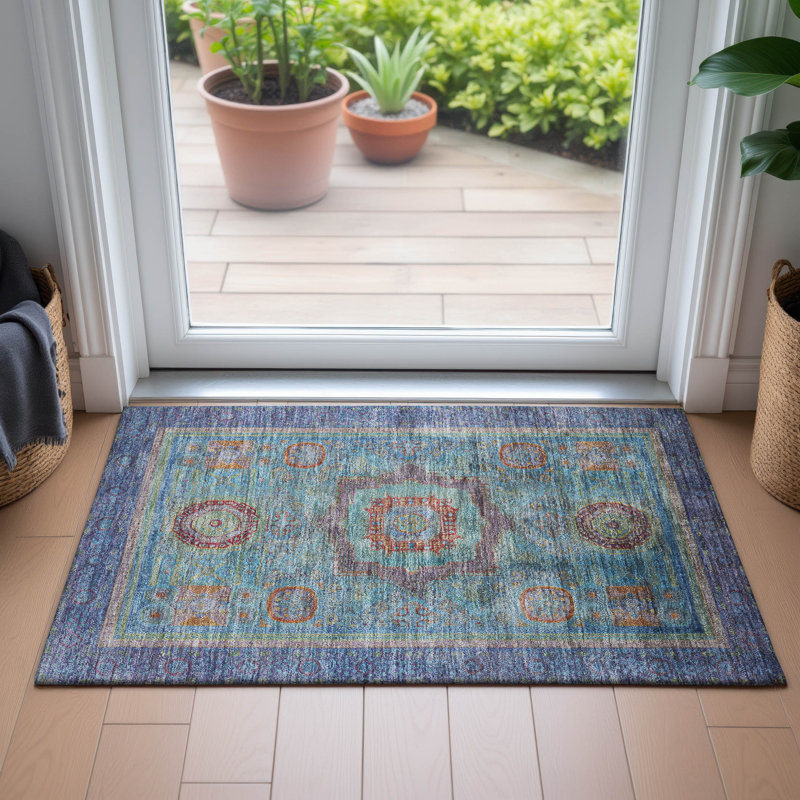 Machine Washable Indoor/Outdoor Jacobus ACN2159 Global Rug, Rectangle 1'8" x 2'6"