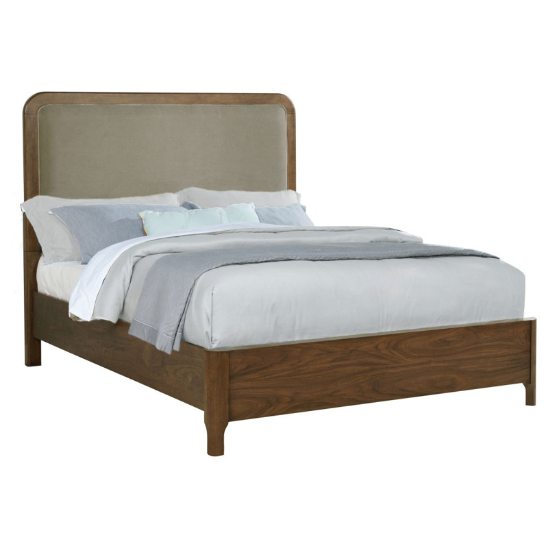 Verona Walnut Upholstered Queen Panel Bed