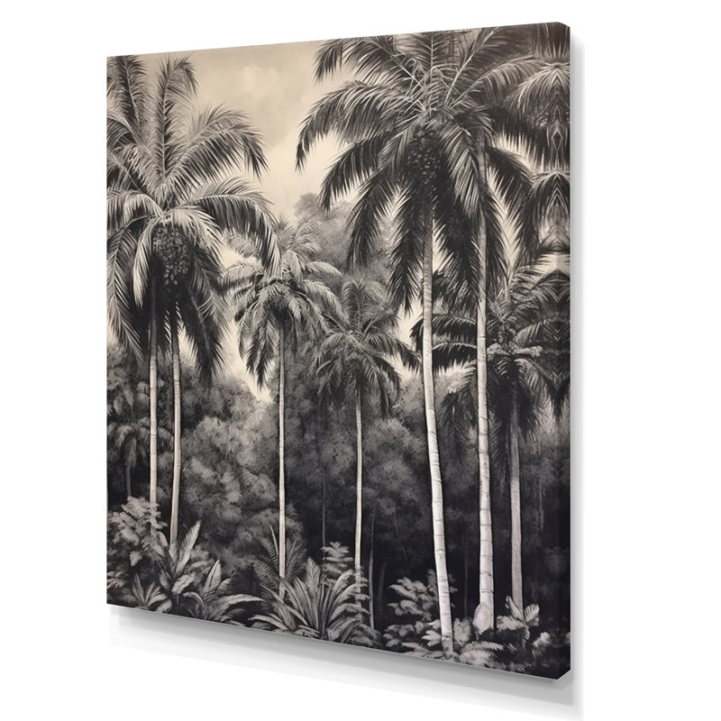 «Black and White Palm Paradise I», reproduction sur toile, H 32 po x l 16 po x P 1 po, Toile tendue