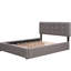 Grand lit plateforme tapissier avec 2 tiroirs et lit gigogne simple TG, lin gris, bouton, lit à lattes, sans sommier tapissier, option pour économiser de l'espace