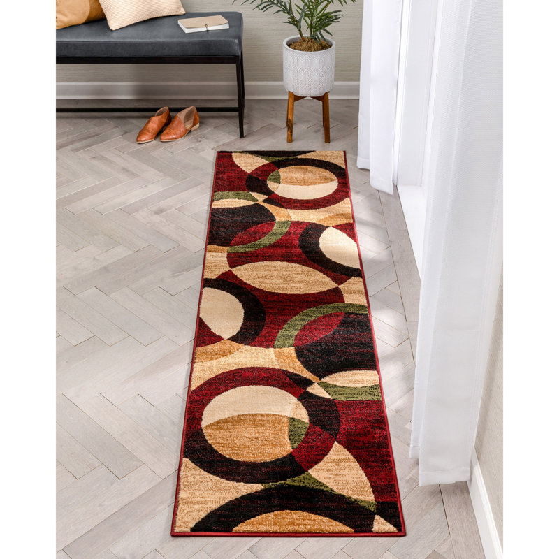 Geometric Synthetic Area Rug, Runner 60 x 220 cm