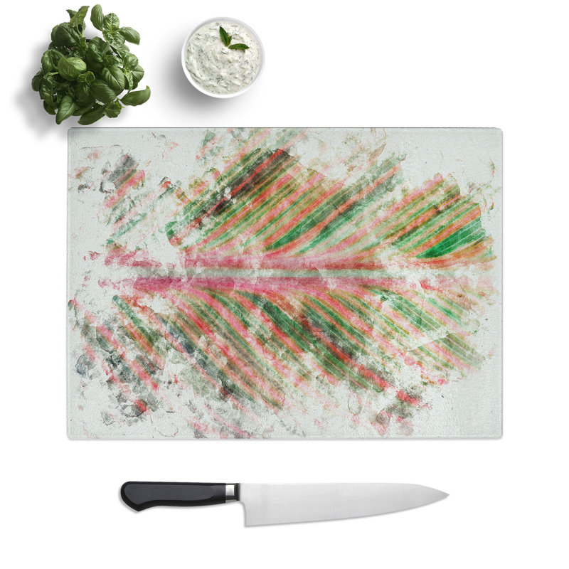 Tempered Glass Leaf Stripes Chopping Board, 20 cm x 28.5 cm