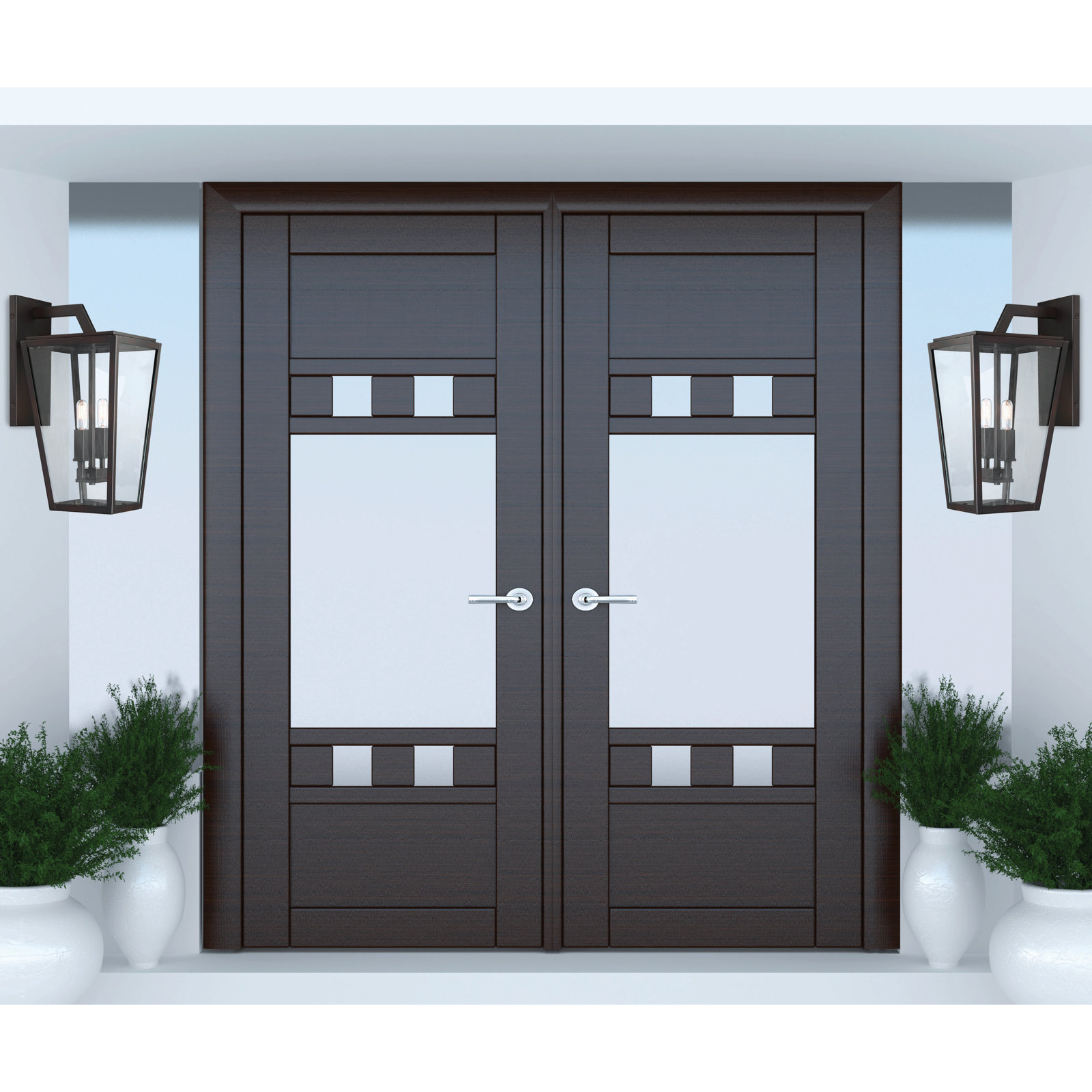 Breton 2 Light Empire Outdoor Steel Wall Light