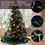 Jupe de sapin de Noël en velours vert avec bordure en dentelle dorée, nœud papillon et bord festonné, élégante décoration de Noël vintage