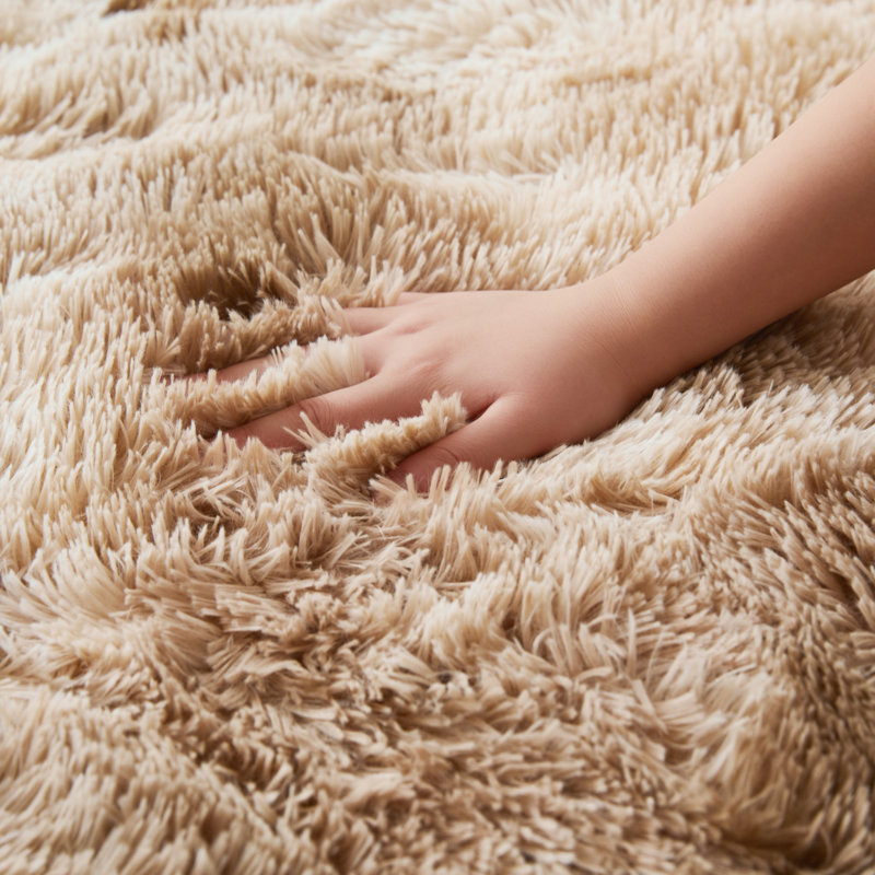 Super Soft Shaggy Beige Rug, Rectangle 200 x 290 cm
