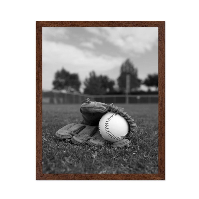 Gant de baseball, H 24 po x l 32 po, Affiche, Encadrement brun