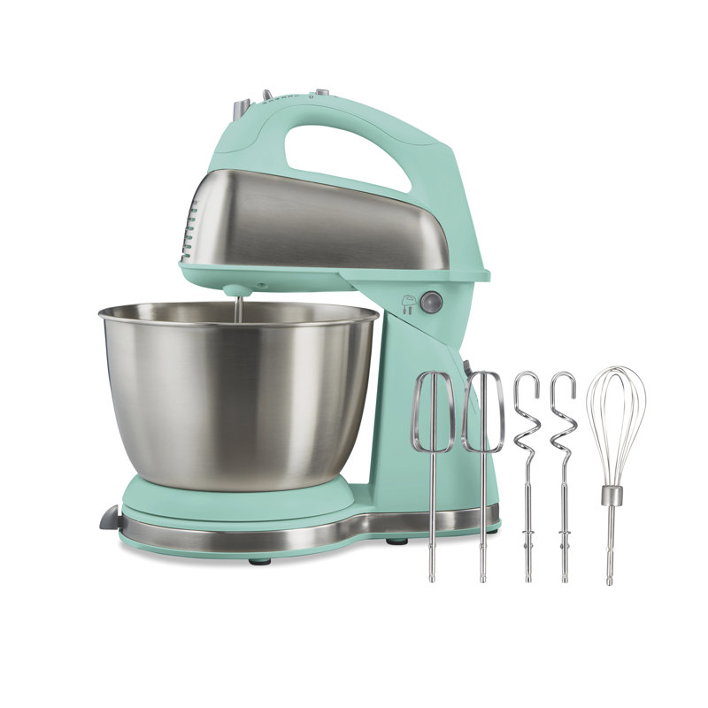 Hamilton Beach® Classic 6-Speed 4-Quart Stand and Hand Mixer with QuickBurst and Stainless Steel Bowl, Blue