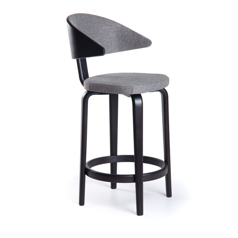 Fila Upholstered Stool with Solid Wood Frame, Transparent Black