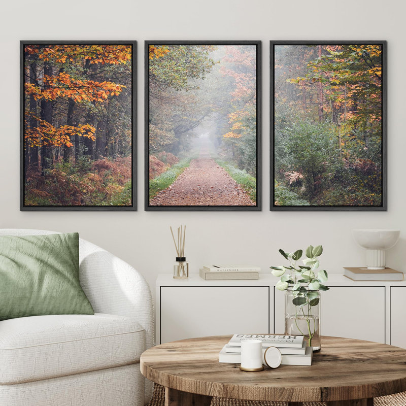 Automne Automne Splendeur Forêt Sentier Nature Nature Photographie Réalisme Paysage moderne, H 24 po x l 48 po