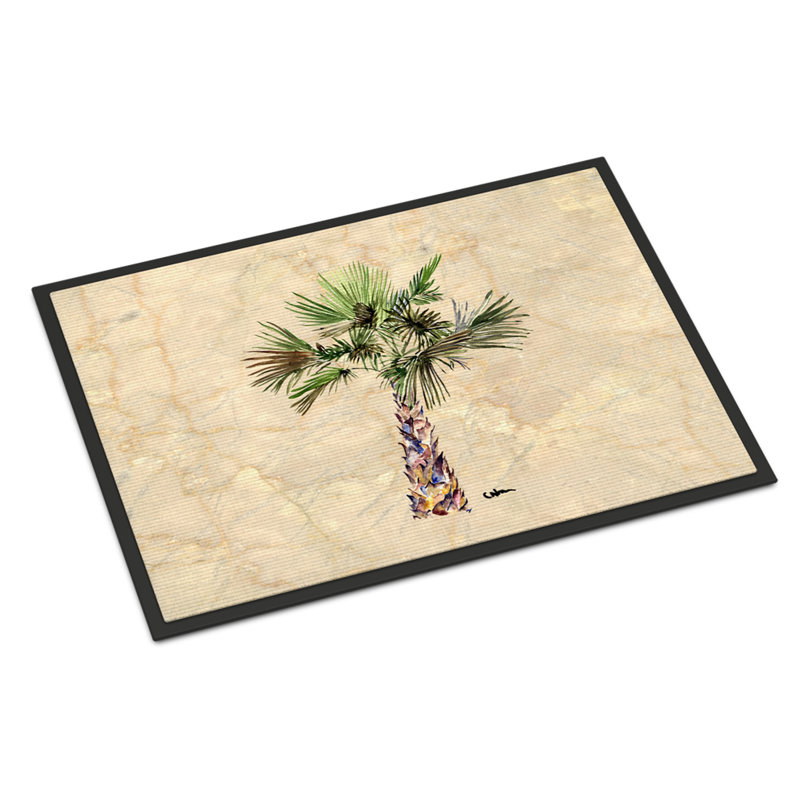 Paillasson d’intérieur antidérapant Palm Tree Enright, Rectangle 1 pi 6 po x 2 pi 3 po