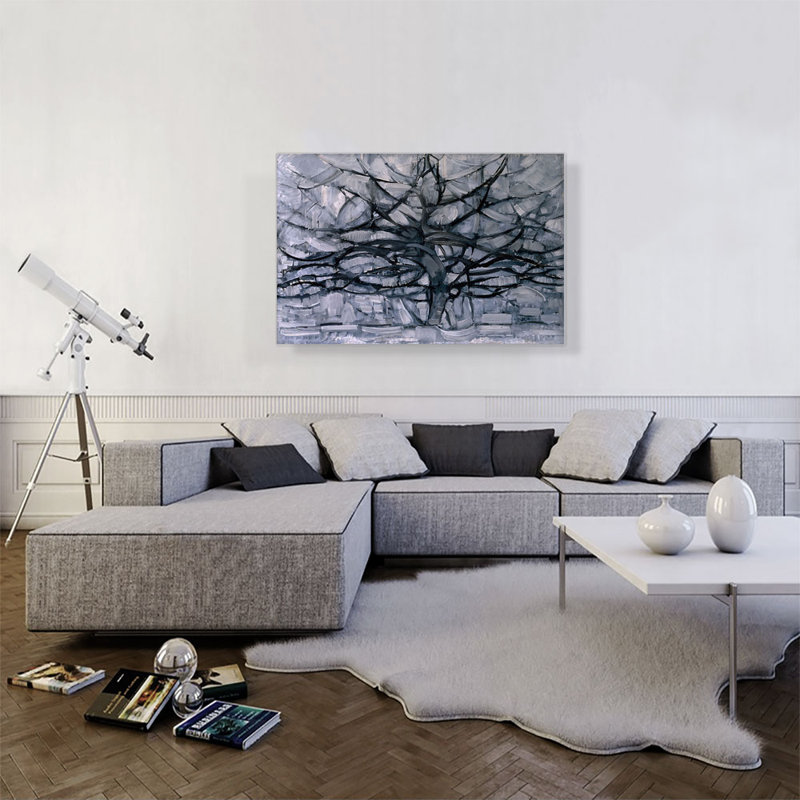 "Arbre gris" par Piet Mondrian, reproduction d'art sur toile tendue, H 26 po x l 40 po x P 0,75 po