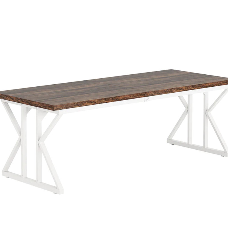 Bureau d'écriture rustique avec conception double, productivité accrue au bureau, ordinateur à tablettes ajustables de 78,74 po, idéal pour une installation à deux, panneau de particules de construction
