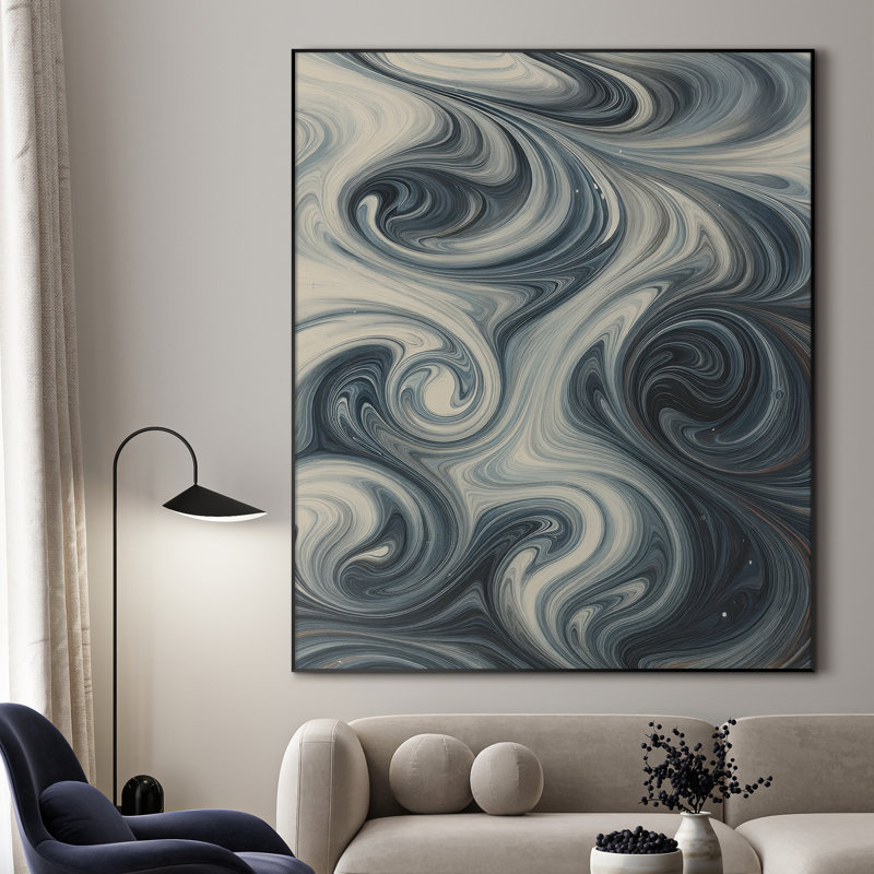 Très grand art mural imprimé sur toile - Œuvre d'art moderne abstraite, décor pour le salon ou la chambre à coucher - «Assemblage requis du cadre (cadre non fini)»
