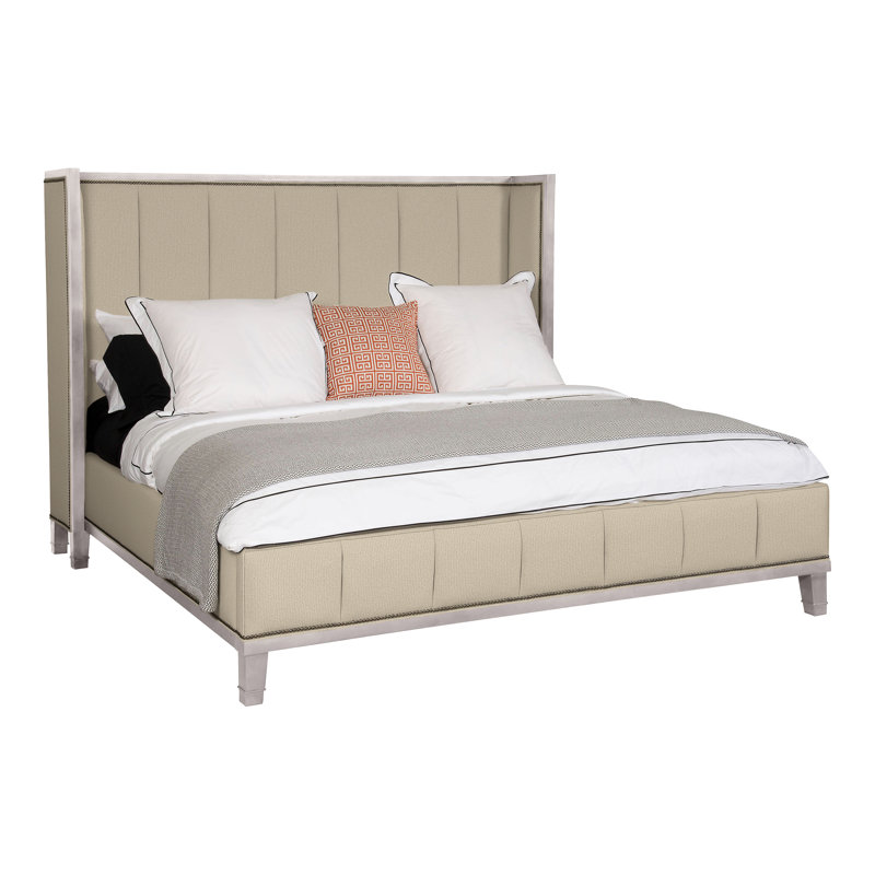 Mattingly Upholstered Wingback Bed, Dove Gray, Tuck Linen, Yes