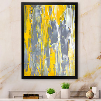 Gris et jaune fusionnant abstrait II - peinture sur toile