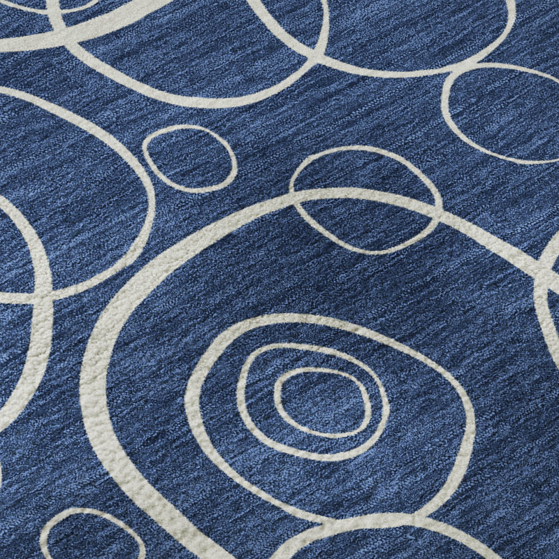 Premium Machine Washable Mayfield AMF2407 Bubbles Rug, Navy, 2'6" x 3'10"