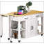 Îlot de cuisine extensible de 47 pouces avec rangement, prise de courant et conception mobile pour les cuisines modernes-748943502