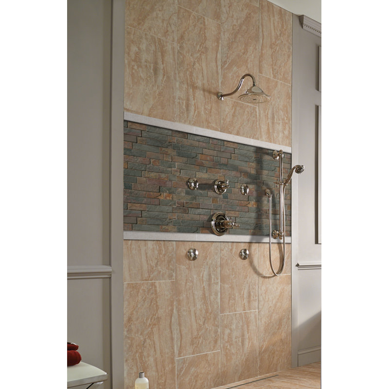 Tektile Lineart 24" x 3" Porcelain Bullnose Tile Trim in Gray, Tektile Crosshatch Gray
