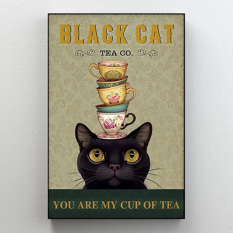 «Mererid Black Cat Tea Co», impression sur toile, H 20 po x l 16 po x P 1,25 po
