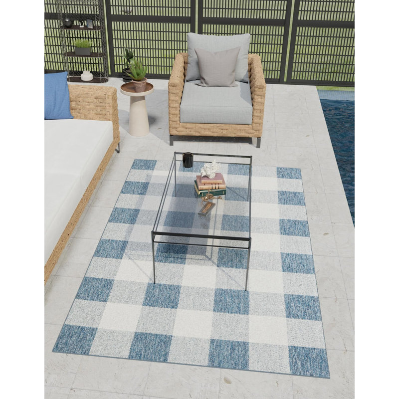 Tapis intérieur / extérieur bleu Borland, Rectangle 2 pi x 3 pi 1 po