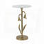 Table d'appoint tulipe dorée avec plateau en marbre blanc - 14 po x 14 po x 24 po