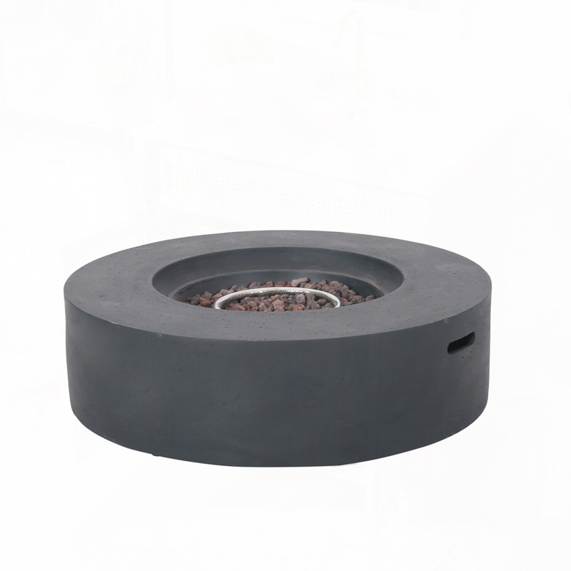 Outdoor 50,000 BTU Round MgO Concrete Propane Fire Pit, Dark Gray