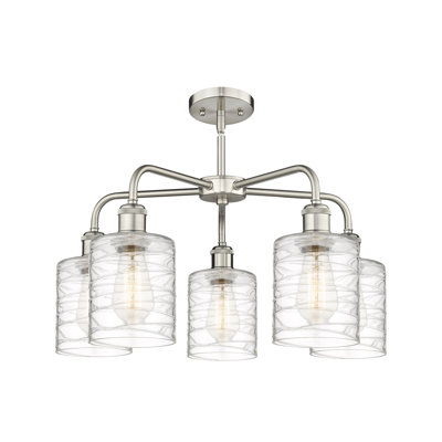 Dublin 5 - Light Steel Dimmable Cylinder Chandelier