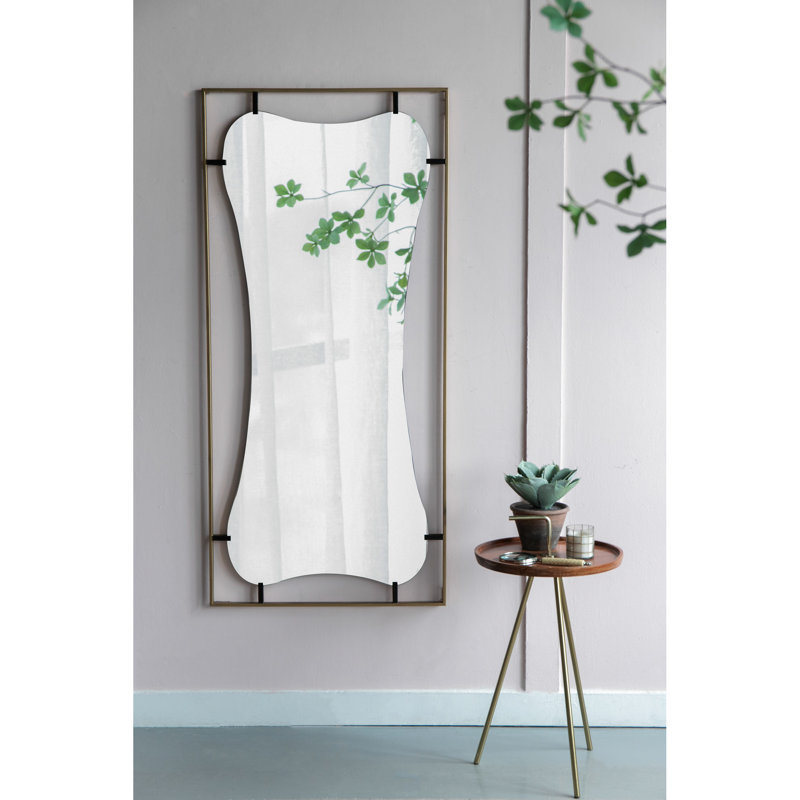 Miroir coquelicot avec cadre en métal doré 28 x 1,5 x 60 po