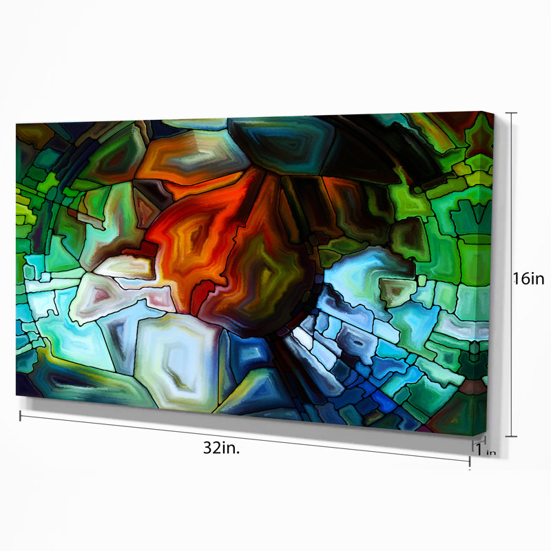 «Abstract Stain Glass Design», reproduction d'impression sur toile tendue, H 20 po x l 40 po x P 1 po, Toile tendue