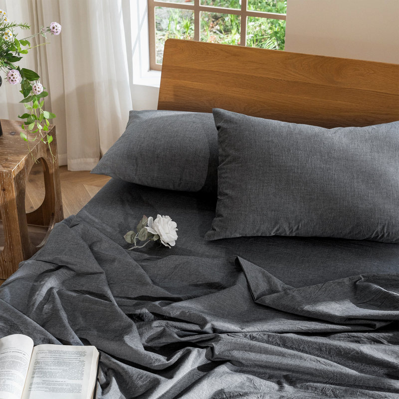 Fermeture de l'enveloppe des taies d'oreiller MooMee, Gris foncé, Grand (20 po x 30 po)