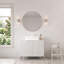 Meuble-lavabo autoportant moderne de 30 po en blanc avec lavabo rectangulaire en céramique, comptoir en marbre artificiel blanc de Carrare, armoire de rangement avec 2 portes (sans robinet)-132694550