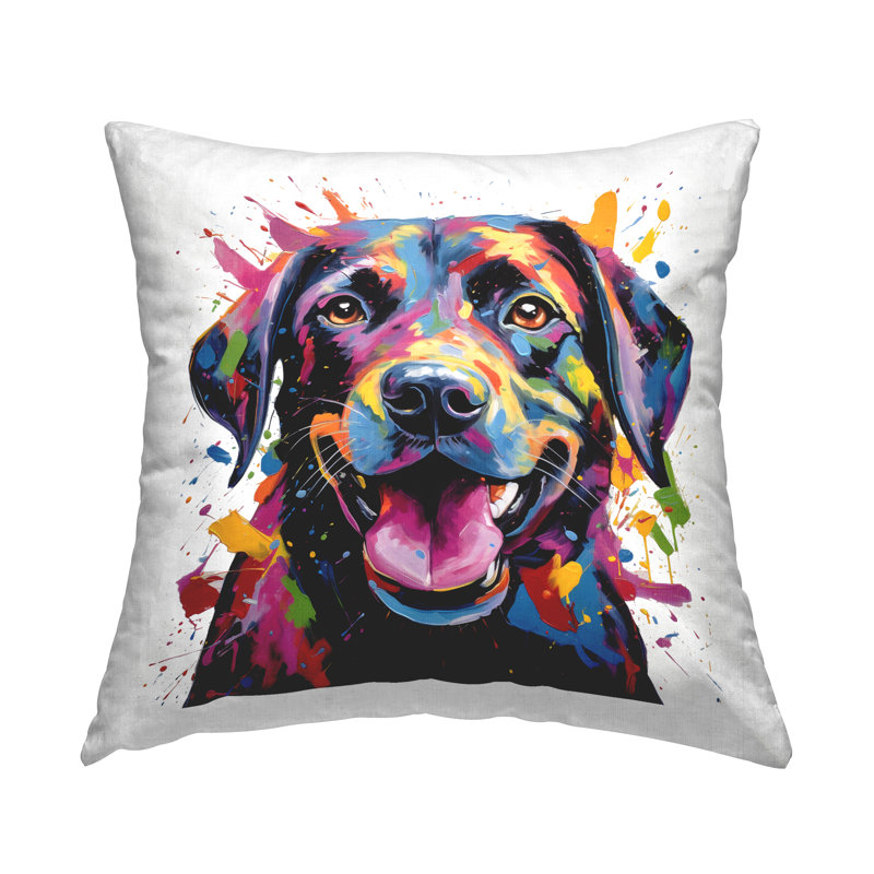 Coussin décoratif Modern Paint Splash Dog par Marybeth Cunningham