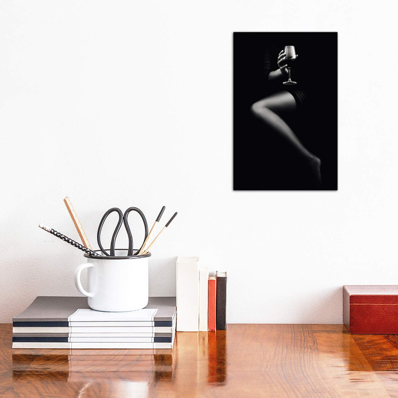 Woman Holding Red Wine by Johan Swanepoel - Wrapped Canvas Print, 20.32 cm H x 30.48 cm W