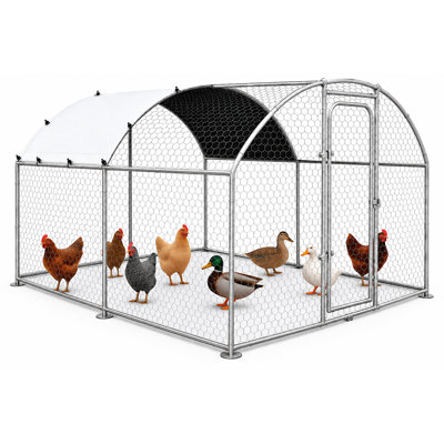 Large Metal Walk-in Chicken Coop Run with Galvanized Hardware, for Backyard