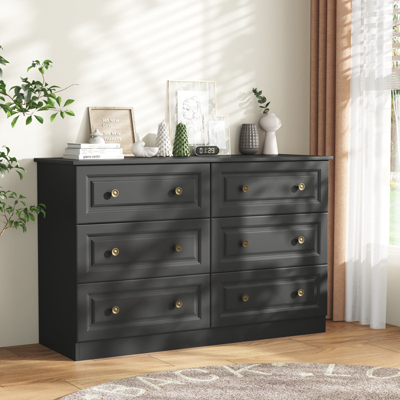 Commode double 47 tiroirs l 47,2 po, Noir