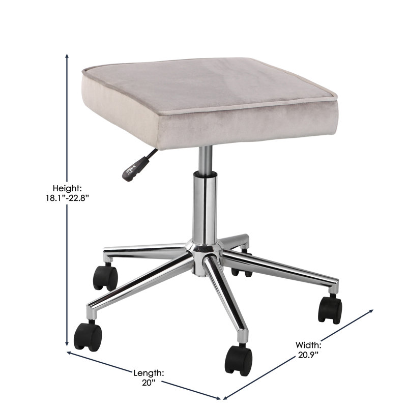 Adjustable Height Lab Stool with Removable Casters/Wheels, Grey