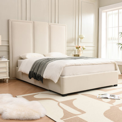 Morghen Upholstered Platform Bed With Extra High Headboard And 2 Extra Large Capacity Drawers