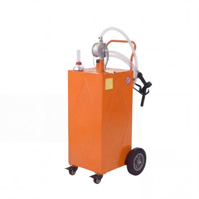 30 Gallon Portable Fuel Caddy with Manual Pump, Gas & Diesel Transfer Tank on Rolling Wheels