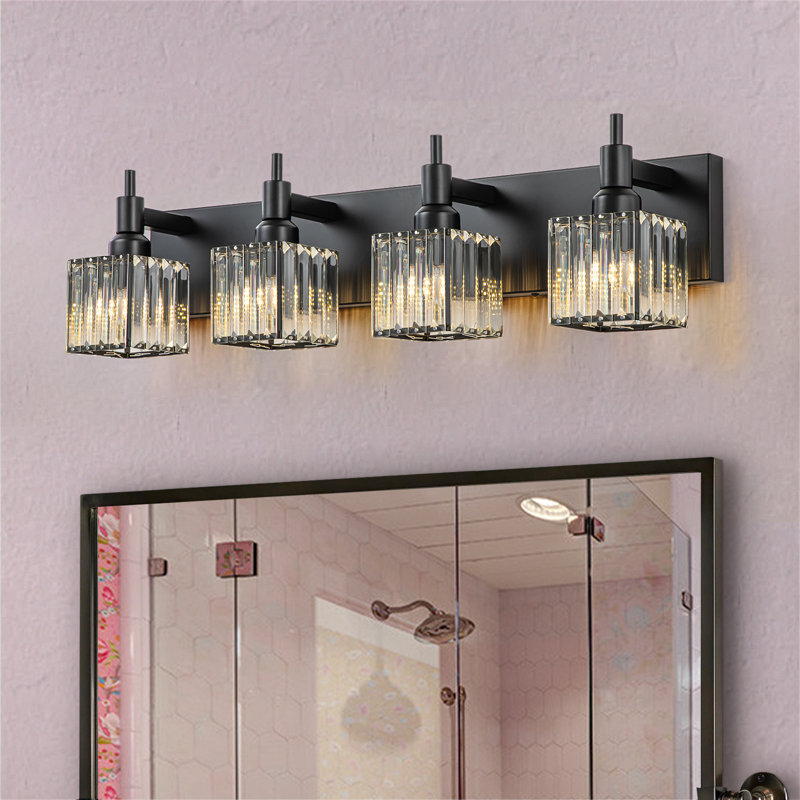 Éclairage pour meuble-lavabo à intensité variable Taevion, 4 lumières, Noir