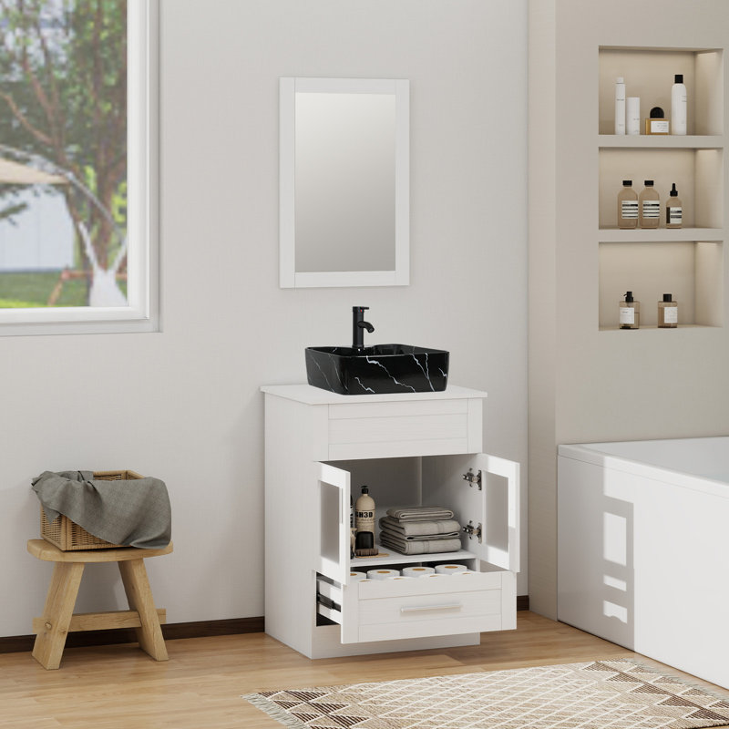 Ensemble de meuble-lavabo simple 24 "avec miroir