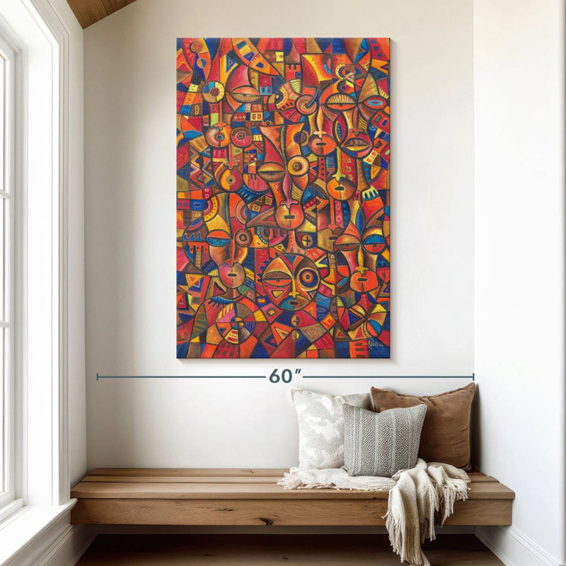 Leisha African Faces, 51" H x 34" W