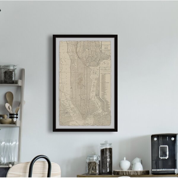 Trinx Map Of New York City Framed On Paper by Marmont Hill Print | Wayfair