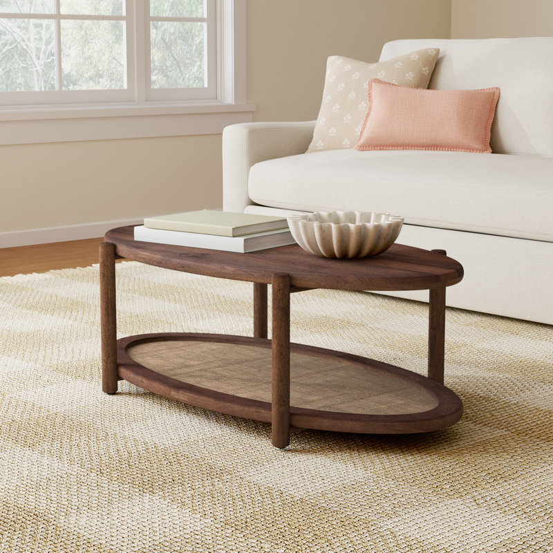 Avalon Walnut And Cane Coffee Table